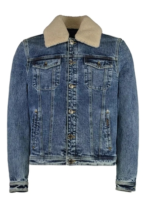 Moorer sheepskin-trimmed denim jacket - Blue