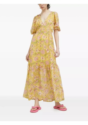Billabong floral-print smocked maxi dress - Yellow