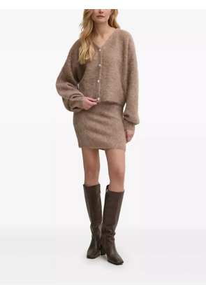 Gestuz faux-pearl-button alpaca-blend cardigan - Brown