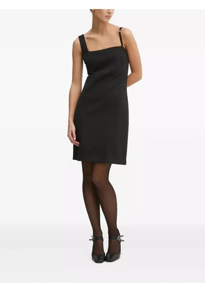 HUGO square-neck mesh-insert midi dress - Black