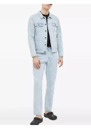 karl kani daisy-embroidered denim jacket - Blue