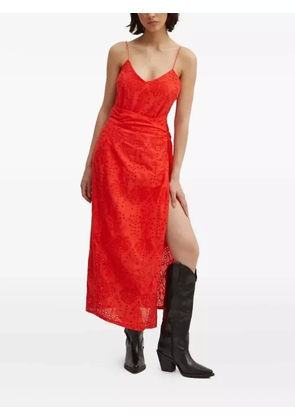 NEVER FULLY DRESSED eyelet-embroidered wrap midi skirt