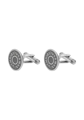 Emporio Armani logo-plaque round cufflinks - Silver
