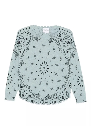 kujten bandana-print frayed-edge sweater - Blue