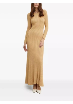 Bardot ribbed open-back maxi dress - Neutrals