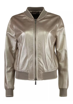 Moorer metallic-effect leather bomber jacket - Gold