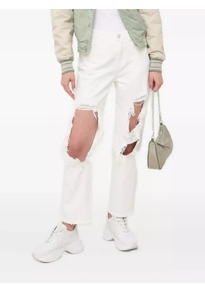 Miss Sixty frayed pearl-embellished jeans - White