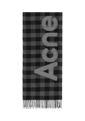 Acne Studios gingham logo scarf - Black