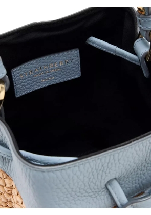 Strathberry mini Osseteleather-raffia bucket bag - Blue