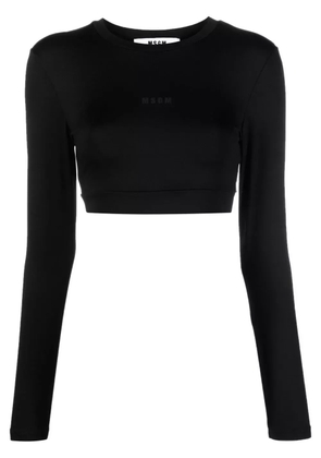 MSGM logo-print cropped top - Black