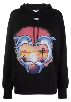 MSGM graphic-print hoodie - Black