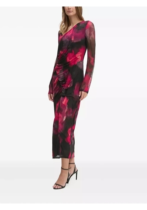 DKNY floral-print ruched midi dress - Black