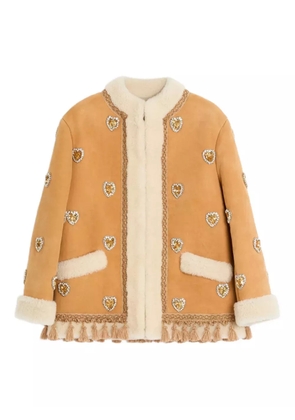 Valentino Garavani embroidered leather jacket - Neutrals