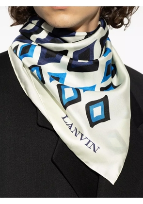 Lanvin geometric-print silk scarf - White