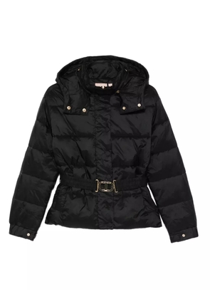 TWINSET hooded belted puffer jacket - Black