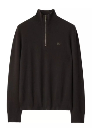 Burberry half-zip embroidered sweater - Brown
