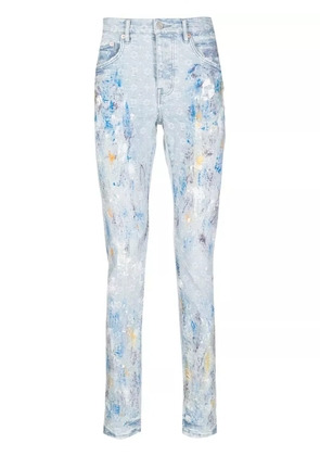 Purple Brand paint-splattered slim jeans - Blue