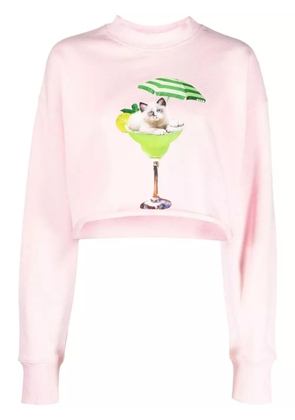MSGM graphic print cropped sweatshirt - Pink