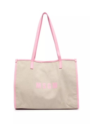 MSGM medium logo-print tote bag - Neutrals