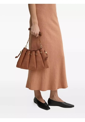 Themoirè pleated drawstring shoulder bag - Brown