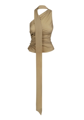 TG Botanical Rami Ruched Asymmetric Cotton-Blend Top - Moda Operandi