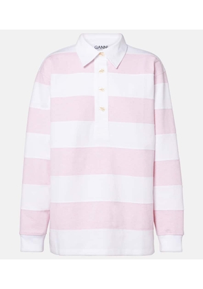 Ganni Striped cotton jersey polo sweater