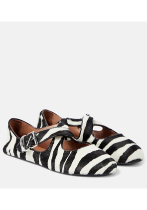Alaia Criss Cross zebra-print ballet flats