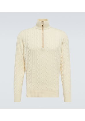 Loro Piana Treccia cable-knit cashmere half-zip sweater