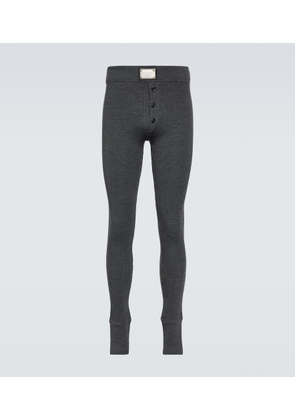 Dolce&Gabbana Logo ribbed-knit wool-blend leggings