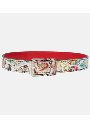 Christian Louboutin Loubicollar M printed leather dog collar