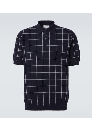 Allude Checked cotton and cashmere polo sweater
