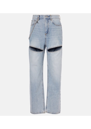 Area Embellished cutout wide-leg jeans