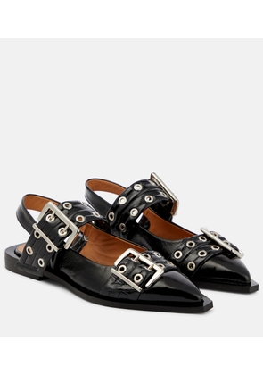 Ganni Faux leather slingback flats