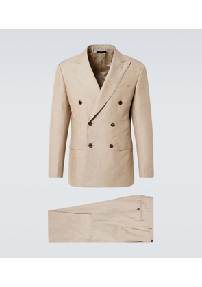 Brioni Double-breasted wool, linen, and silk suit
