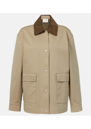 Vince Suede-trimmed cotton gabardine jacket