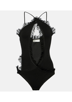 Christopher Esber Carina georgette-trimmed bodysuit