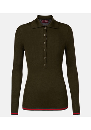 Gucci Web Stripe cashmere and silk polo sweater