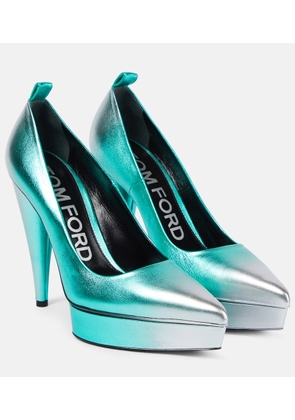 Tom Ford Metallic leather platform pumps