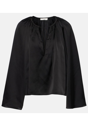 Frame Shirred mockneck blouse