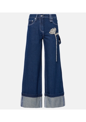 Simone Rocha Crystal-embellished straight jeans