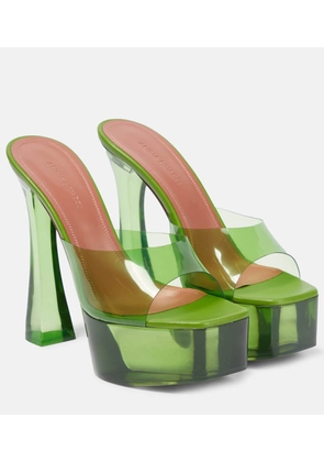 Amina Muaddi Dalida Glass PVC platform mules