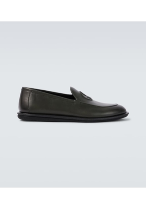 Giorgio Armani Embroidered logo leather loafers