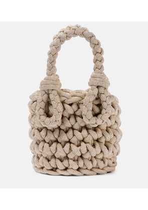 Johanna Ortiz Mini lame woven bucket bag