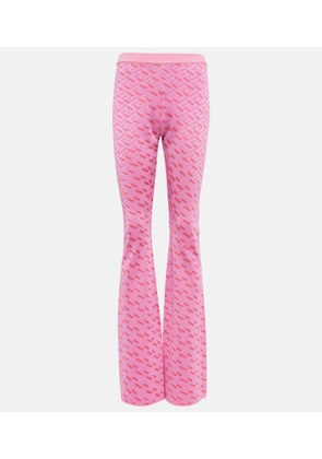 Versace La Greca jacquard silk-blend flared pants