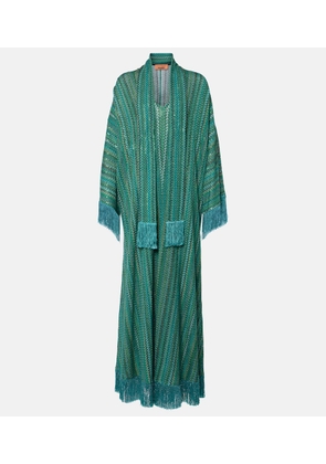 Missoni Zigzag sequined fringed lame kaftan