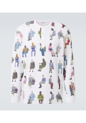 JW Anderson Printed waffle-knit cotton Henley shirt
