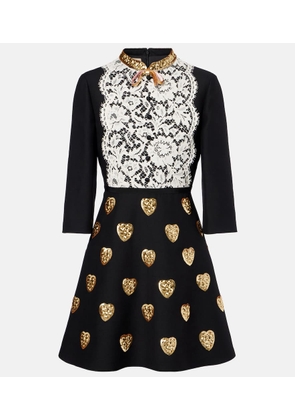 Valentino Crepe Couture embroidered minidress