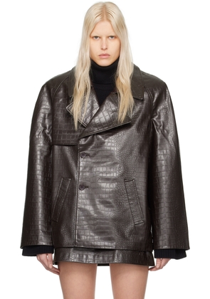 The Frankie Shop Brown Jackie Faux-Leather Coat