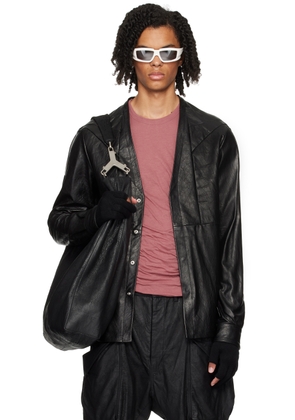 Rick Owens Black Porterville Girdered Larry Leather Jacket