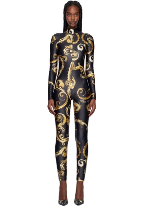 Versace Jeans Couture Black & Gold Chromo Couture Catsuit